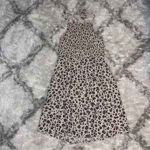 Size Large American Eagle High Neck Tie Cheetah Print Dress